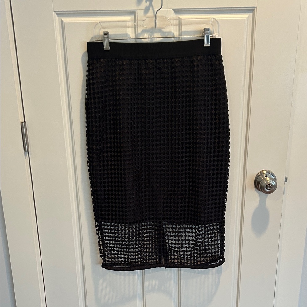 Ann Taylor Black Textured Pencil Skirt